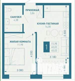 1-к квартира, вторичка, 40м2, 3/16 этаж