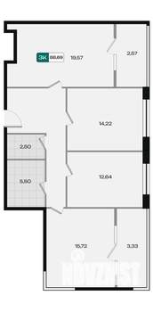 3-к квартира, вторичка, 89м2, 5/18 этаж