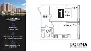 1-к квартира, вторичка, 35м2, 11/16 этаж