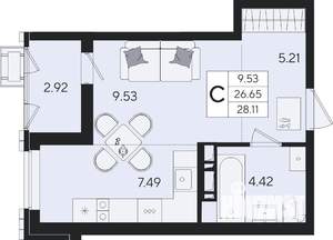 Студия квартира, вторичка, 28м2, 8/8 этаж