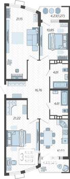 3-к квартира, строящийся дом, 93м2, 20/21 этаж