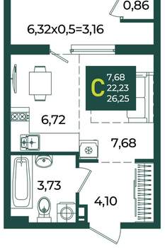 Студия квартира, вторичка, 26м2, 10/18 этаж