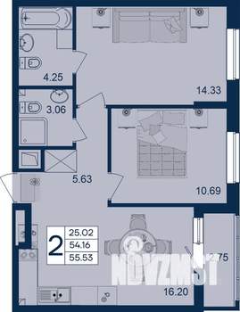 2-к квартира, вторичка, 56м2, 2/18 этаж
