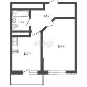 1-к квартира, вторичка, 39м2, 13/24 этаж