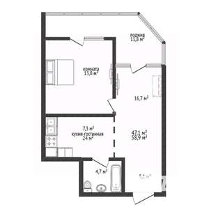 2-к квартира, вторичка, 47м2, 10/24 этаж
