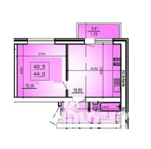 1-к квартира, вторичка, 44м2, 5/6 этаж