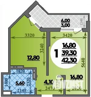 1-к квартира, вторичка, 42м2, 20/22 этаж