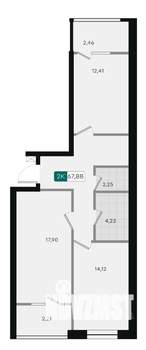2-к квартира, вторичка, 68м2, 6/18 этаж