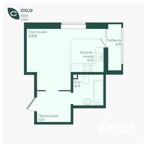 Студия квартира, вторичка, 30м2, 2/18 этаж