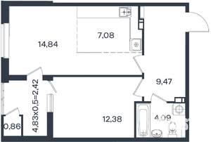 2-к квартира, вторичка, 51м2, 5/18 этаж