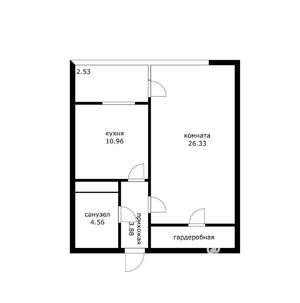 1-к квартира, вторичка, 46м2, 13/16 этаж
