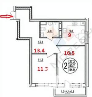 2-к квартира, вторичка, 54м2, 19/24 этаж
