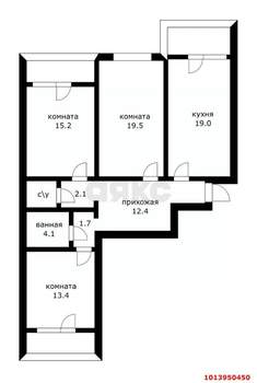 3-к квартира, вторичка, 89м2, 1/12 этаж