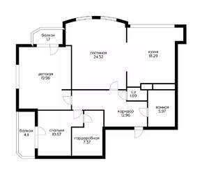 3-к квартира, вторичка, 107м2, 7/16 этаж