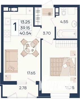 1-к квартира, вторичка, 41м2, 7/18 этаж