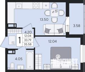 1-к квартира, вторичка, 36м2, 8/8 этаж