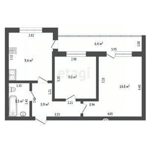 2-к квартира, вторичка, 43м2, 3/7 этаж