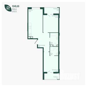 2-к квартира, вторичка, 59м2, 5/18 этаж