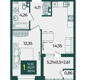 1-к квартира, вторичка, 39м2, 13/18 этаж