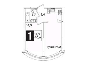 1-к квартира, вторичка, 41м2, 9/16 этаж