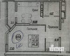 1-к квартира, сданный дом, 44м2, 15/24 этаж