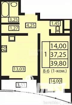 1-к квартира, вторичка, 37м2, 13/24 этаж