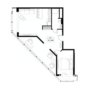 3-к квартира, строящийся дом, 80м2, 13/19 этаж