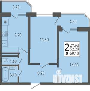 2-к квартира, строящийся дом, 60м2, 15/22 этаж