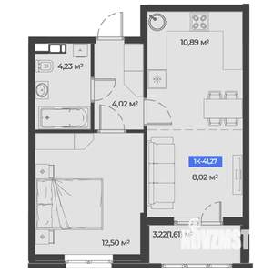 1-к квартира, вторичка, 41м2, 4/5 этаж