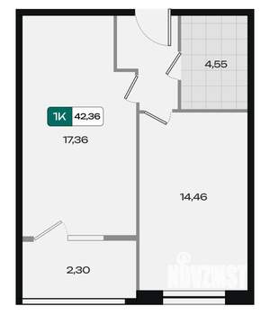 1-к квартира, вторичка, 42м2, 2/18 этаж