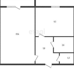 1-к квартира, вторичка, 35м2, 1/9 этаж