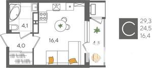 Студия квартира, вторичка, 29м2, 22/24 этаж