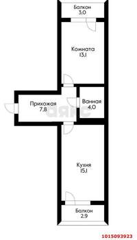 1-к квартира, вторичка, 44м2, 5/9 этаж