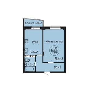 1-к квартира, вторичка, 45м2, 6/6 этаж