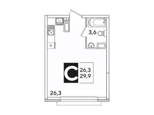 Студия квартира, вторичка, 30м2, 11/16 этаж