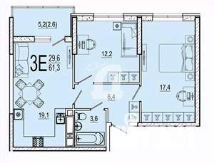 2-к квартира, вторичка, 61м2, 4/23 этаж