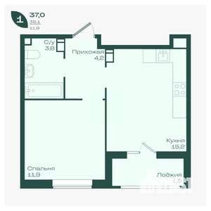 1-к квартира, вторичка, 37м2, 9/18 этаж