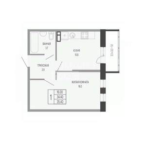 1-к квартира, вторичка, 35м2, 16/17 этаж
