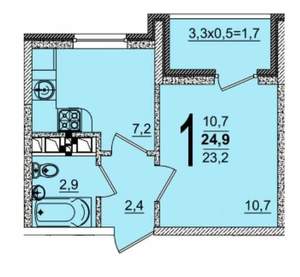 1-к квартира, вторичка, 23м2, 8/19 этаж