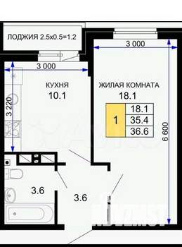 1-к квартира, вторичка, 36м2, 12/16 этаж