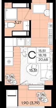 Студия квартира, вторичка, 21м2, 13/18 этаж
