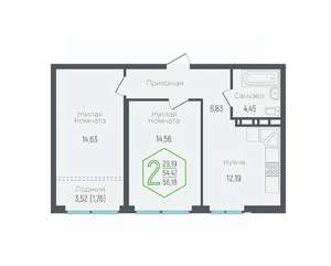 2-к квартира, вторичка, 56м2, 23/24 этаж