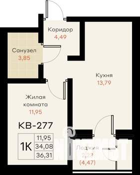 1-к квартира, вторичка, 36м2, 13/18 этаж