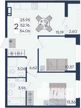 2-к квартира, вторичка, 54м2, 5/18 этаж