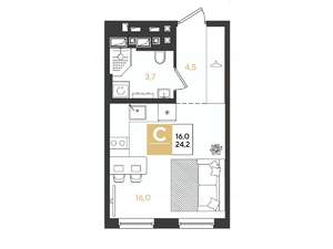 Студия квартира, строящийся дом, 24м2, 4/9 этаж