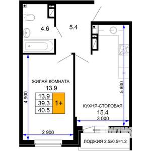 1-к квартира, вторичка, 41м2, 3/16 этаж