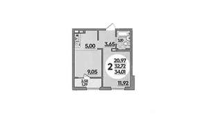 1-к квартира, вторичка, 34м2, 5/8 этаж