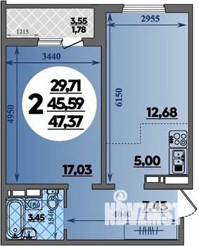 2-к квартира, вторичка, 47м2, 15/16 этаж