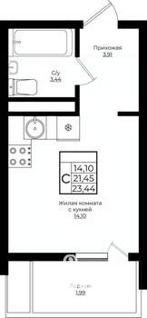 Студия квартира, вторичка, 23м2, 8/10 этаж