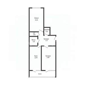 2-к квартира, вторичка, 65м2, 4/22 этаж